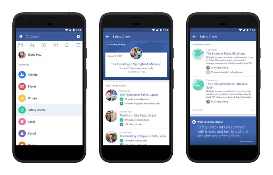 Facebook estrena una pestaña permanente para Safety Check