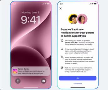 Instagram avisará a los padres si un menor busca de forma insistente términos sobre suicidio o autolesión