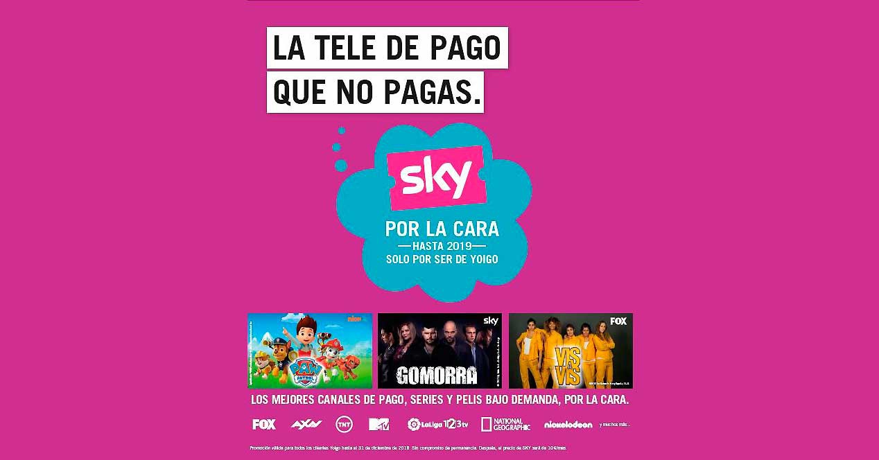 Yoigo regala Sky a todos sus clientes hasta final de año
 