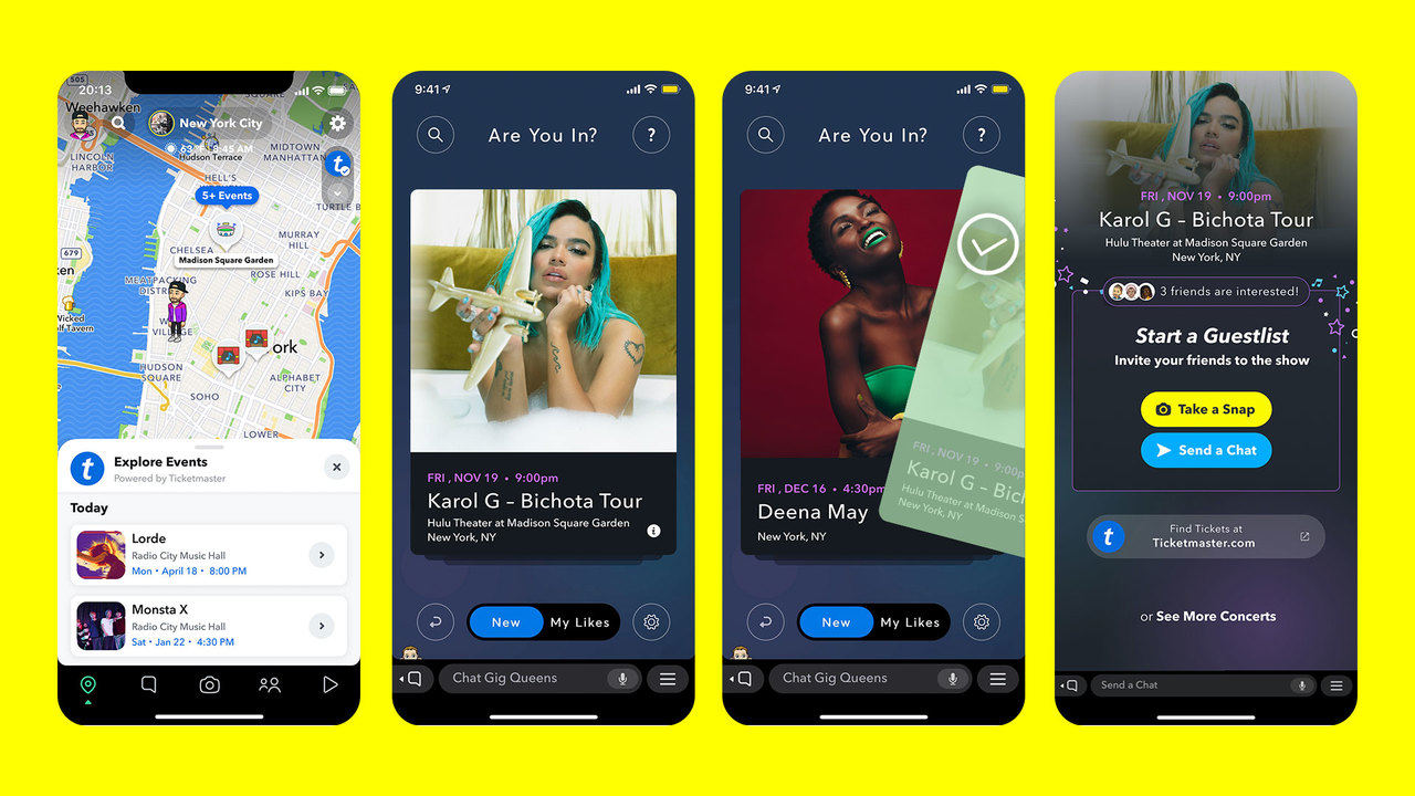 Snapchat se alía con Ticketmaster para poder comprar entradas directamente desde la app