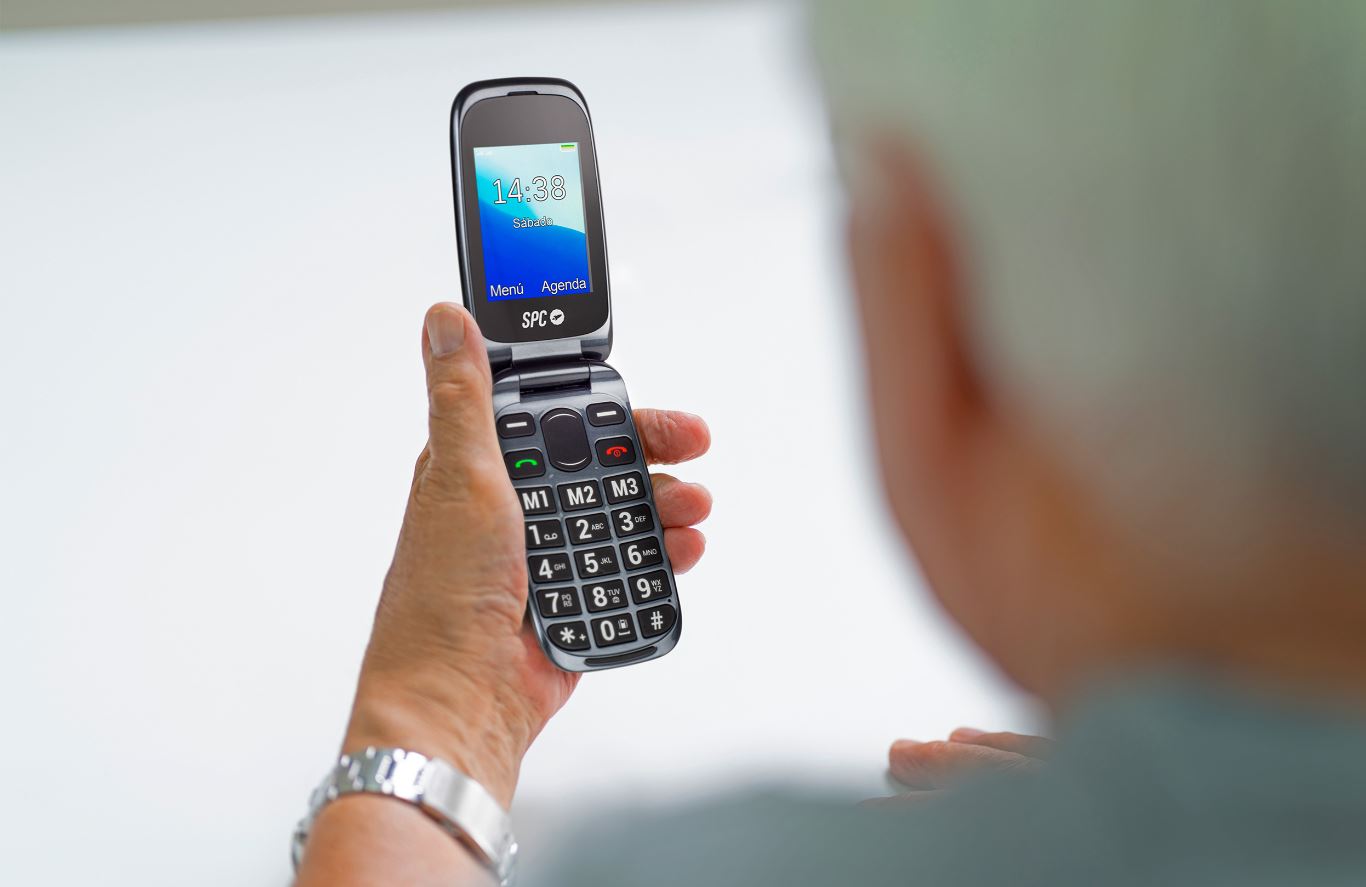 SPC Harmony Telefono Cellulare Per Anziani Con Tasti Grandi, Pulsante SOS, Base Di Ricarica, Doppio Schermo, Bianco