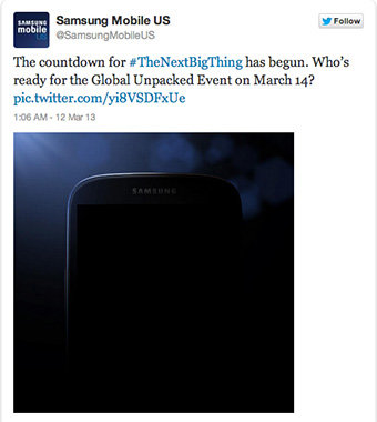 Samsung muestra en Twitter la primera foto oficial del Galaxy S4