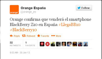 Orange confirma venta de blackberry Z10