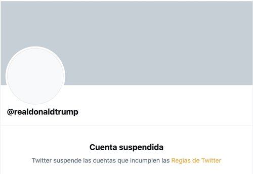 Así luce la cuenta oficial de Donald Trump tras la suspensión
