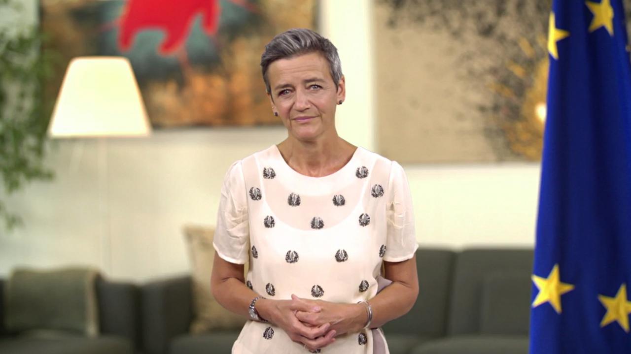 Margrethe Vestager, vicepresidente de la Comisión Europea y comisaria de Competencia, durante su intervención en el DigitalES Summit 2021