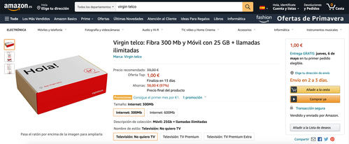 Virgin Telco se alía con Amazon para vender sus servicios