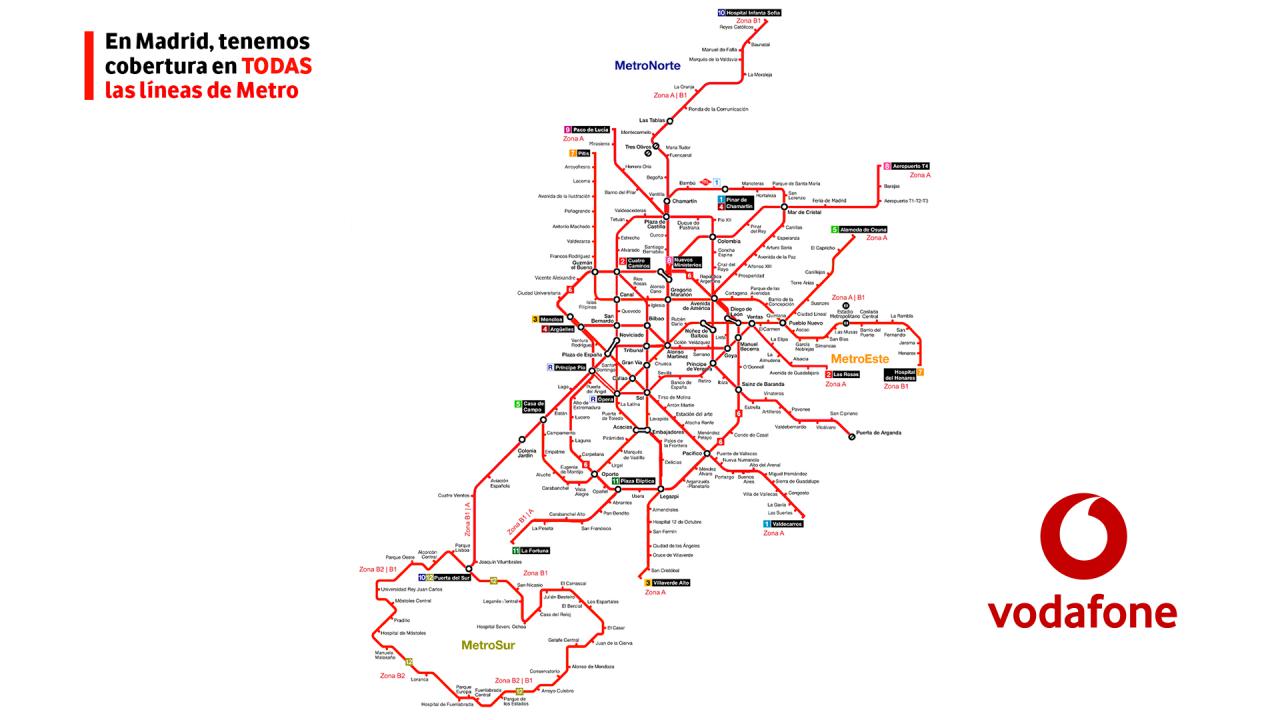 Vodafone, primer operador en dar cobertura en el 100% del Metro de Madrid