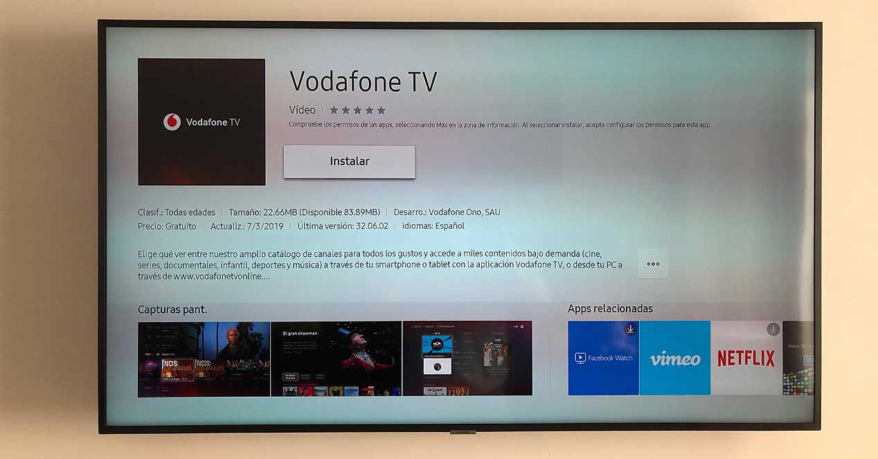 Samsung incorpora la aplicación Vodafone TV en sus Smart TV