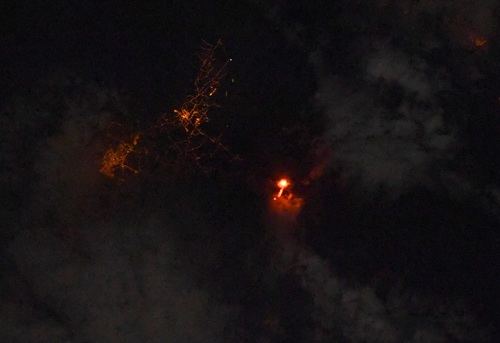 Vista de la erupción del volcán de La Palma desde el espacio