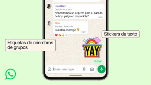 WhatsApp mejora los chats de grupo con etiquetas de miembros, stickers de texto y nuevos recordatorios