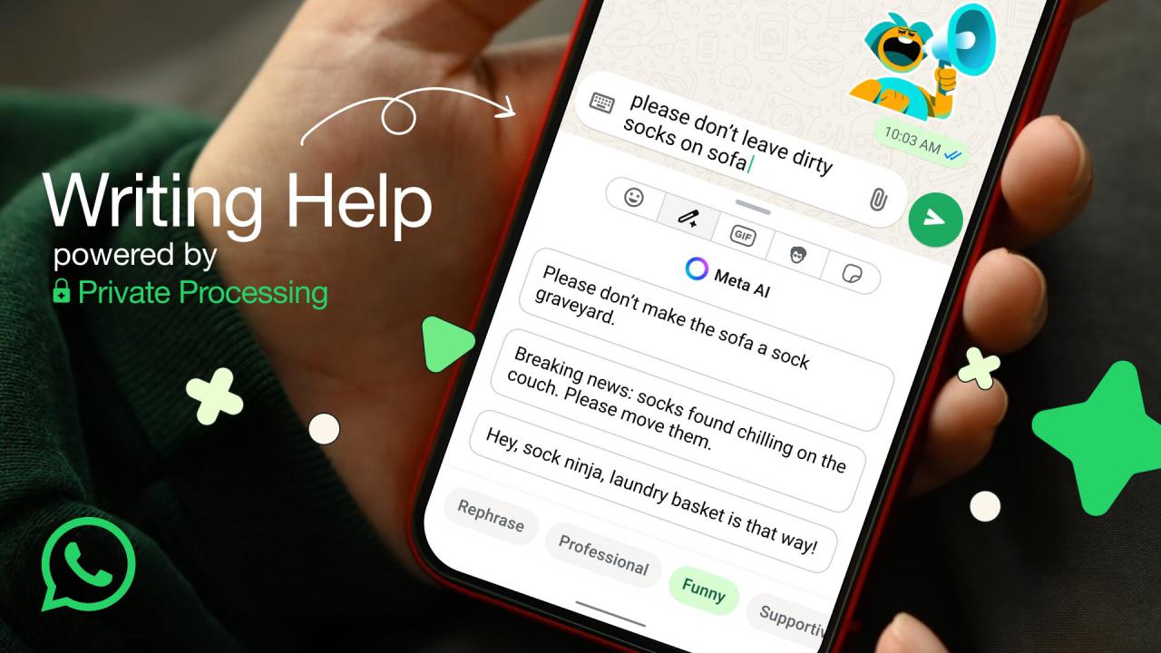 WhatsApp usará la IA para ayudar a ajustar el tono de los mensajes