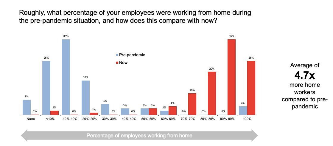 Comparativa de trabajadores remotos pre-pandemia y en la actualidad