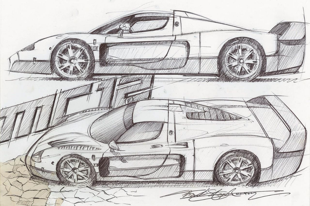 Boceto del Maserati MC12 de Frank Stephenson