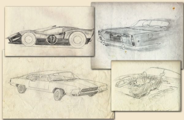 Diferentes sketches de cuando los envió a Jaguar a los 14 años (Autor: Callum Design)