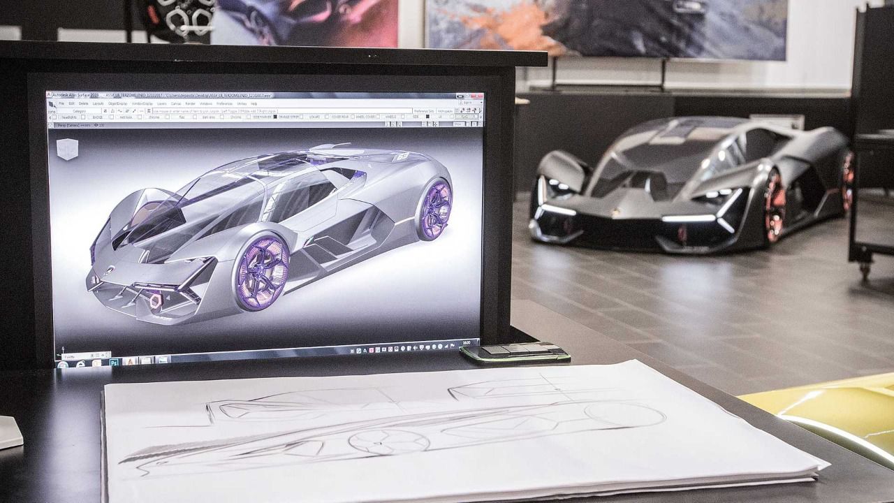 Maqueta a escala y modelo 3D del concepto futurista Terzo Milennio (Autor: Lamborghini)