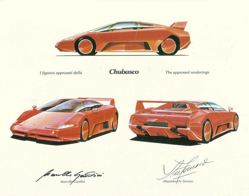 Sketch del prototipo Maserati Chubasco (Autor: Marcello Gandini)
