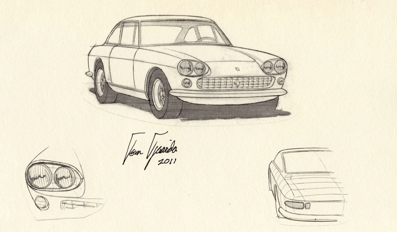 Sketch del modelo Ferrari 330 GT Coupe 2+2 de 1964