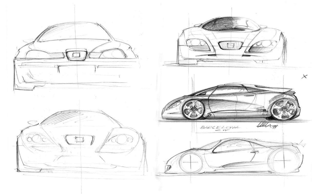 Boceto de varios prototipos de Seat (Autor: Walter de Silva)