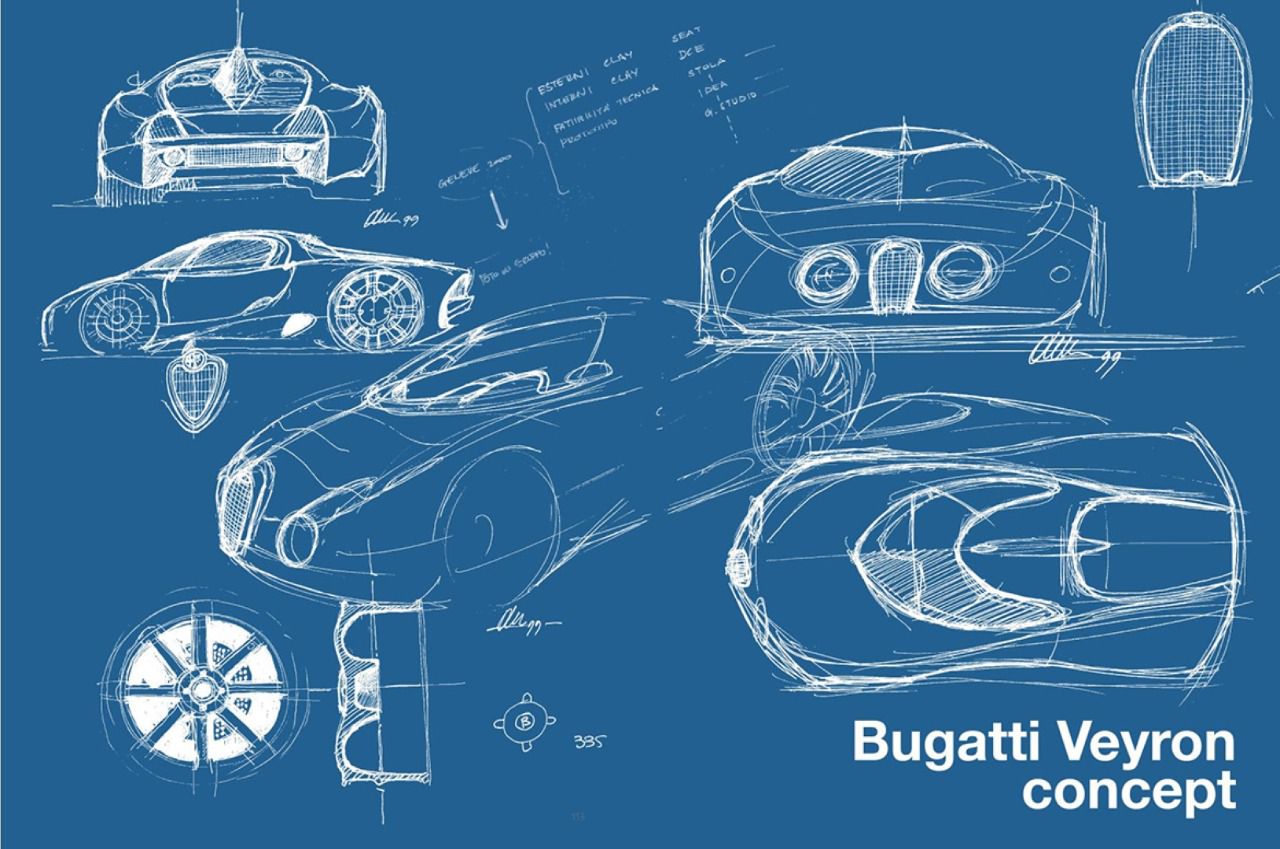 Sketch del prototipo Bugatti Veyron (Autor: Walter de Silva)