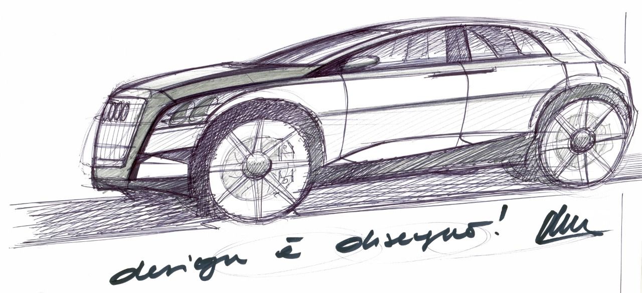 Dibujo inicial del modelo Audi Q7 (Autor: Walter de Silva)