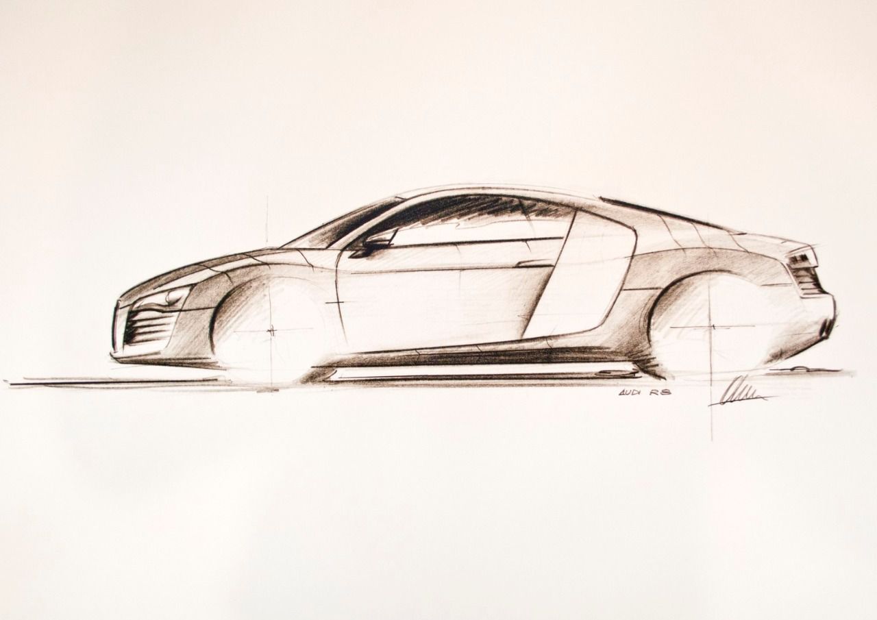 Sketch del icónico superdeportivo Audi R8 (Autor: Walter de Silva)