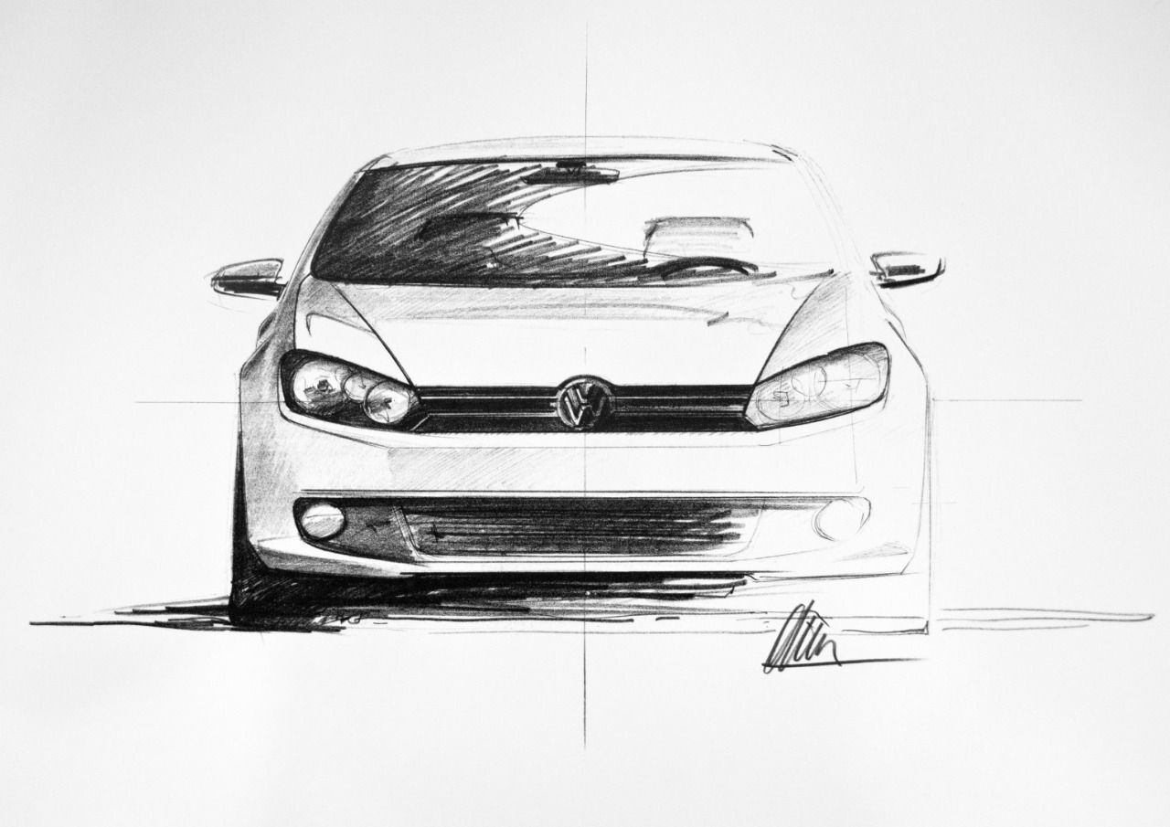 Dibujo del modelo Volkswagen Golf (Autor: Walter de Silva)