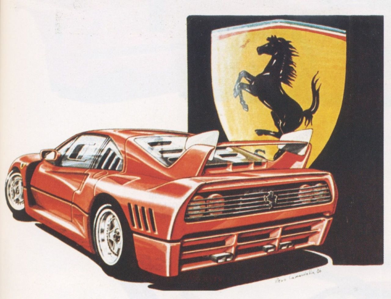 Sketch del modelo 288 GTO Evoluzione realizado por Pietro Camardella 