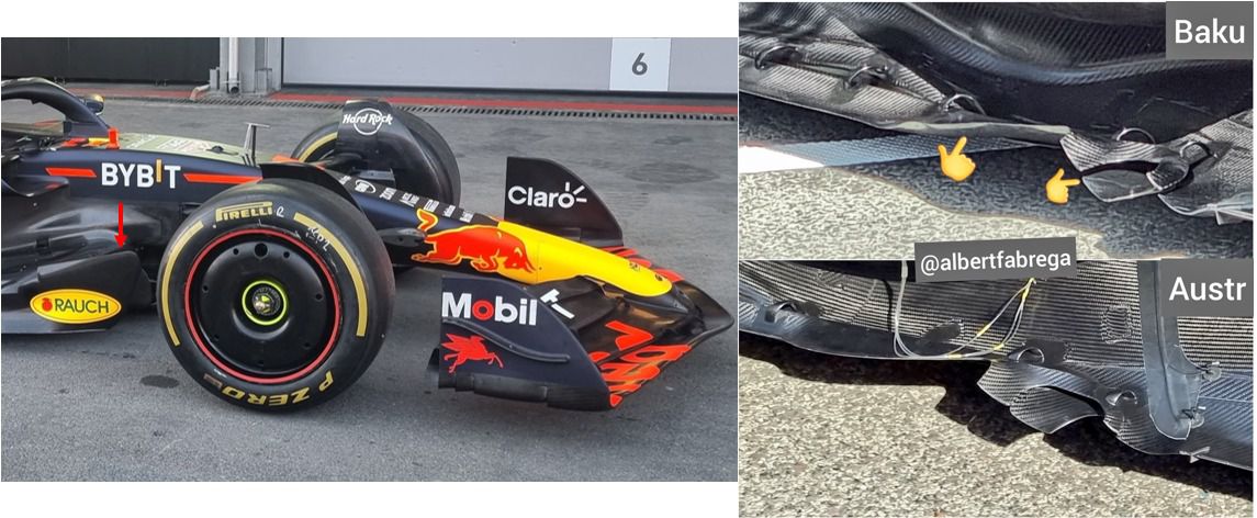 Bargeboard modificado y nuevo perfil del suelo en el RB19