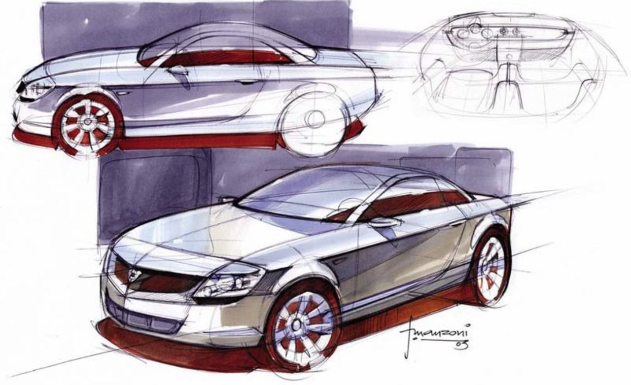 Boceto del modelo Lancia Fulvia Coupe Concept del año 2003