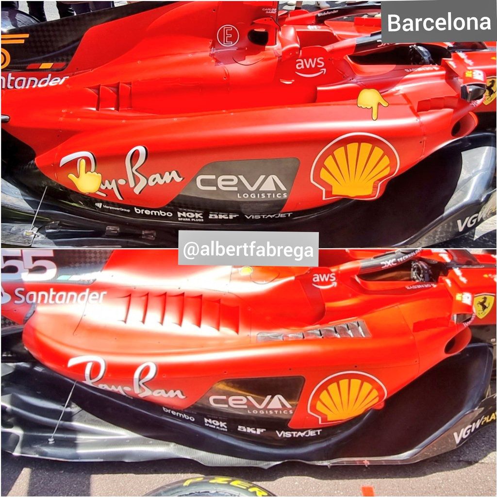 Nuevos pontones en el Ferrari SF-23