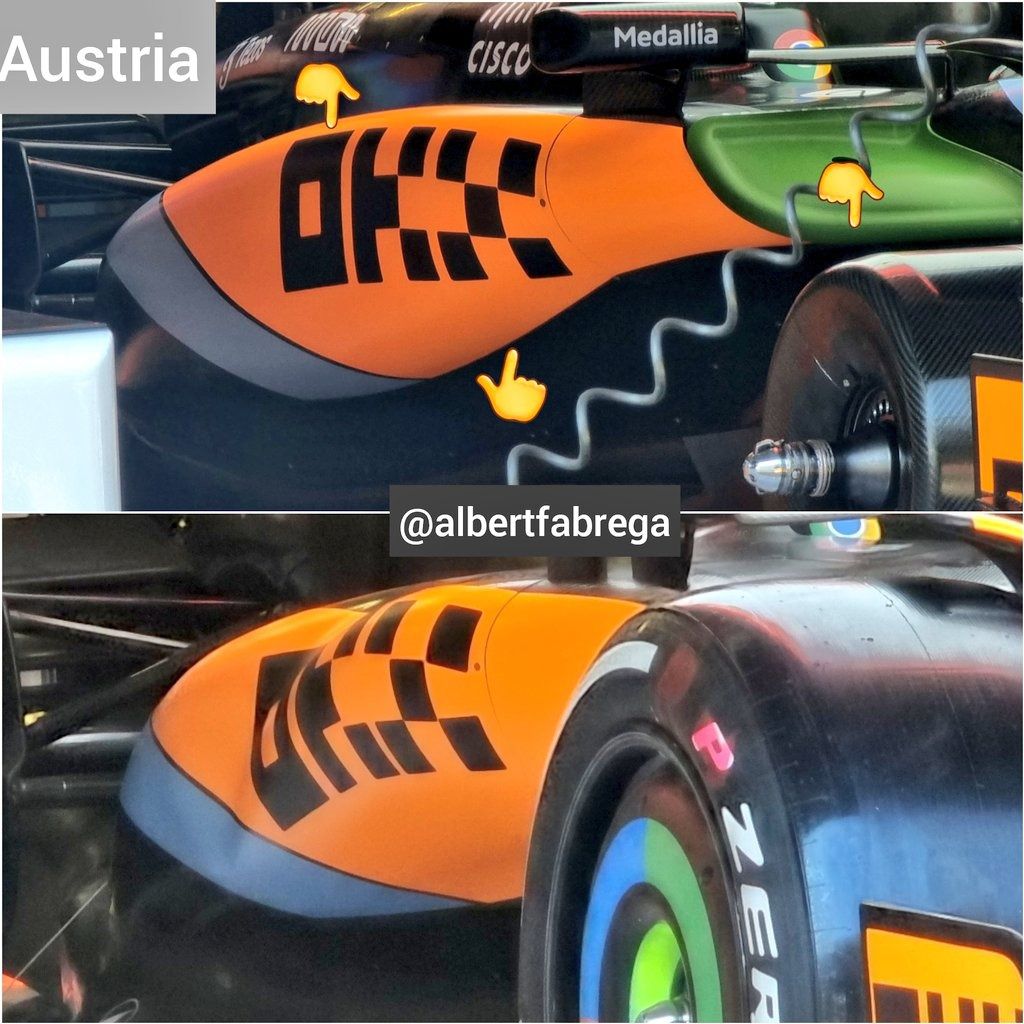 Forma más delgada de los pontones de McLaren