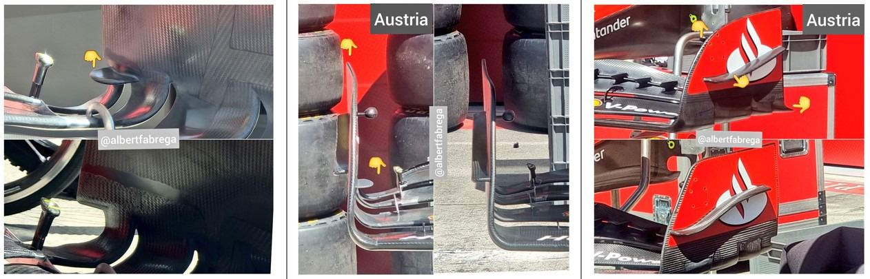 Nuevo diseño de los endplates del alerón delantero de Ferrari