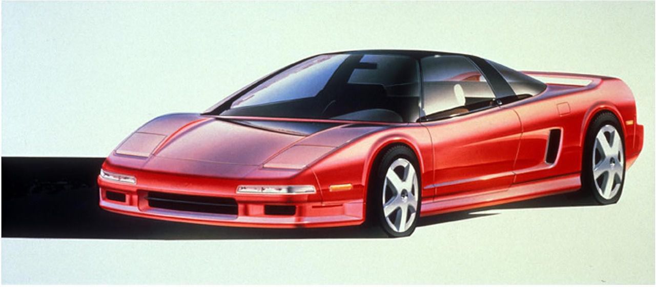 Sketch de Ken Okuyama del modelo deportivo experimental japonés Honda NSX