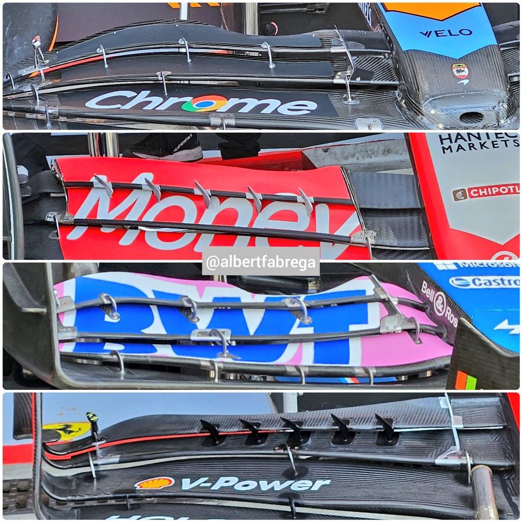 Alerones delanteros de McLaren, Haas, Alpine y Ferrari