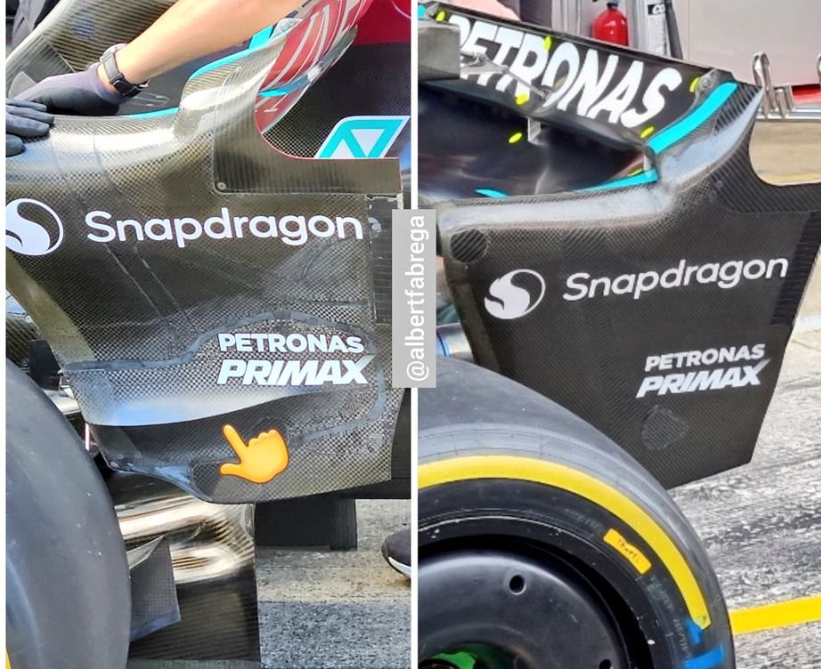 Nuevo end plate en el Mercedes W14