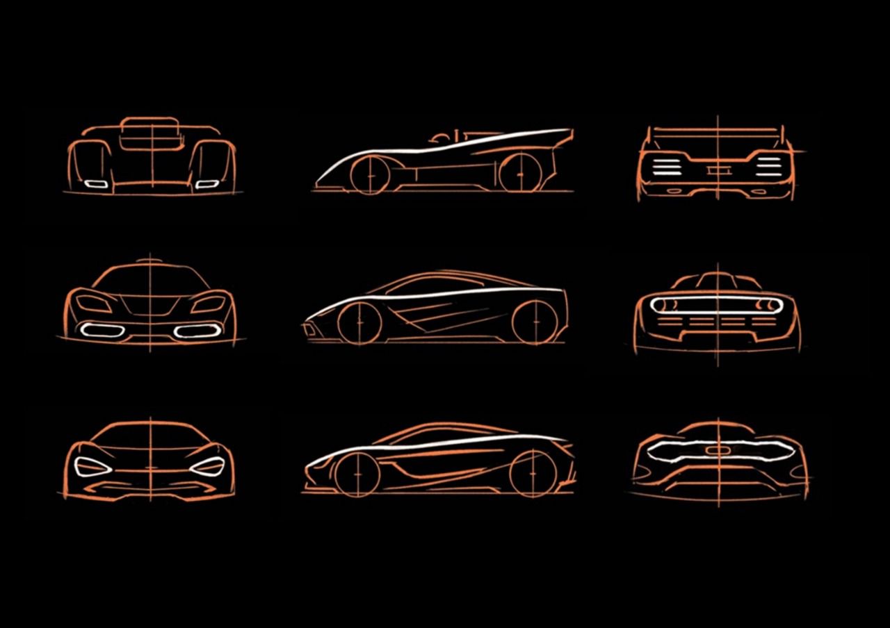 Sketches de diferentes modelos de McLaren