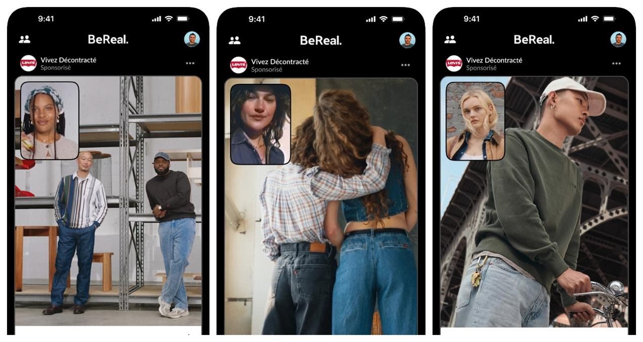 Ejemplo de una campaña de Levis en BeReal