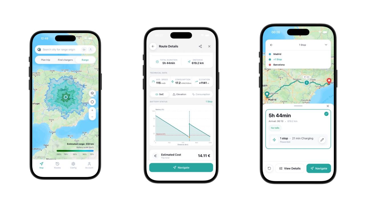Algunas capturas de pantalla de la aplicación