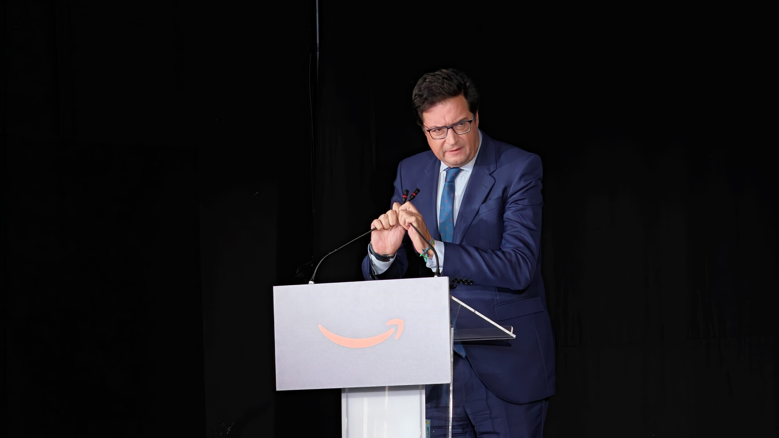 Óscar López, ministro para la Transformación Digital y de la Función Pública, durante su intervención en el 15 aniversario de Amazon en España